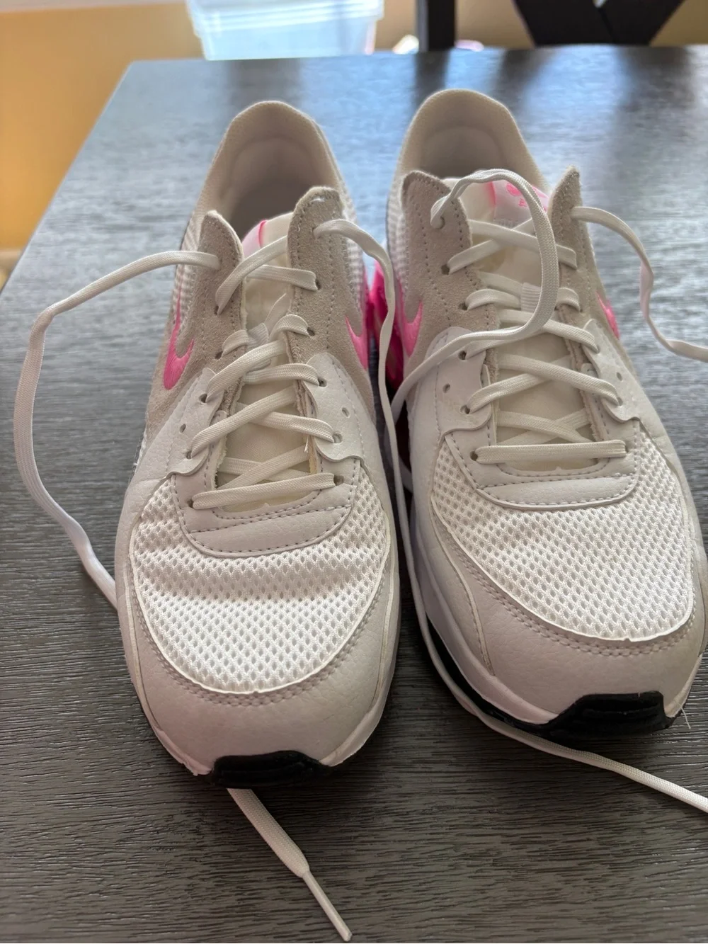 Nike White Air Max Excee Sneakers with Pink Accents